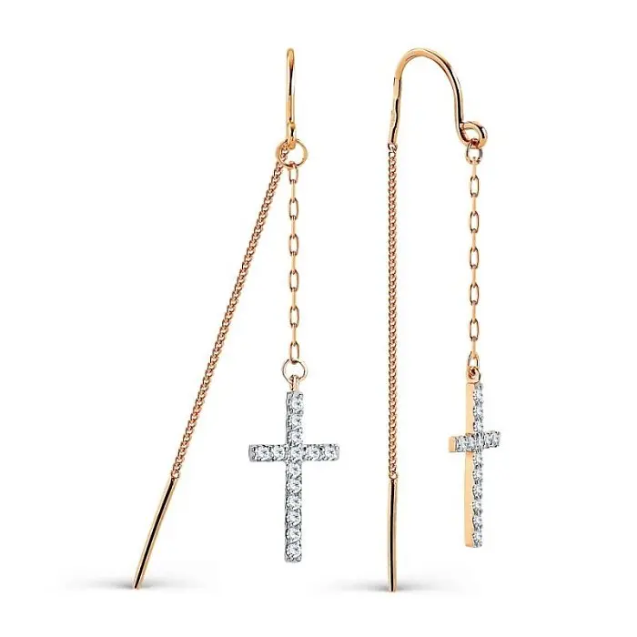 Серьги цепочки из красного золота