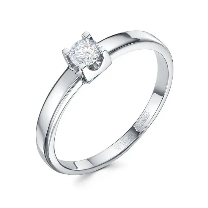 Кольцо помолвочное из белого золота