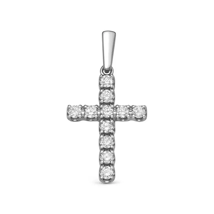 Подвеска декоративный крест из белого золота