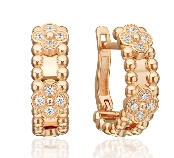 Серьги с английским замком из красного золота вид 1