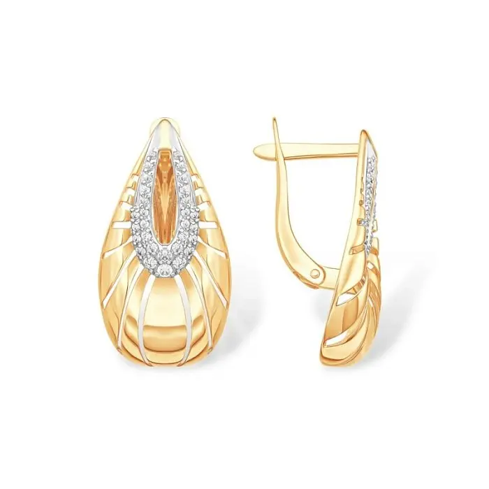 Серьги с английским замком из красного золота