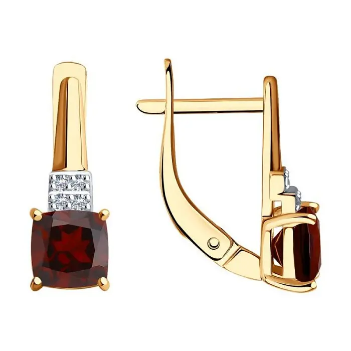 Серьги с английским замком из красного золота