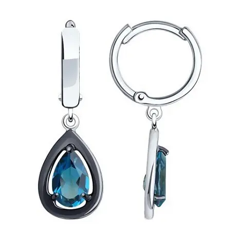 Серьги подвесные из серебра