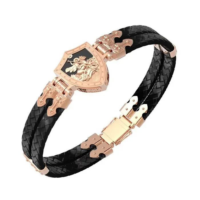 Браслет шнурок из красного золота