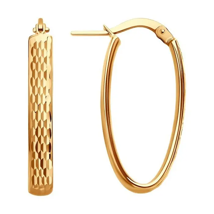 Серьги петельки из красного золота