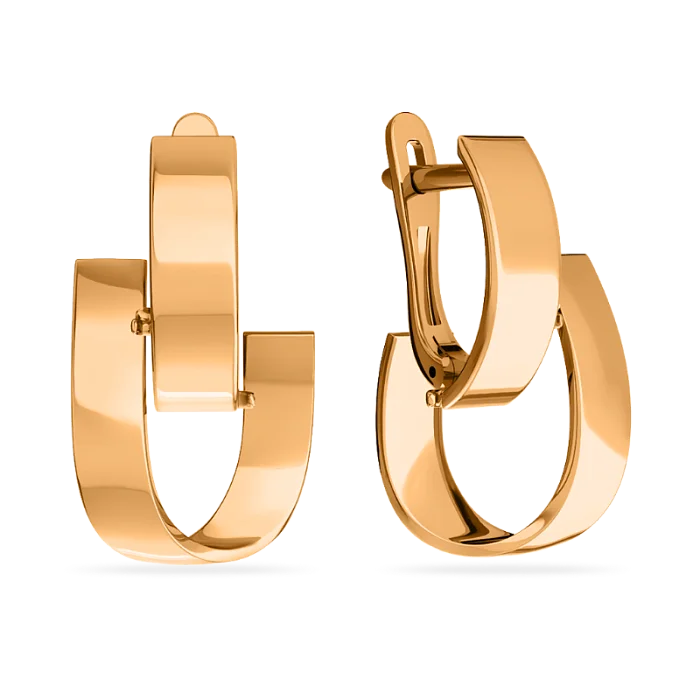 Серьги с английским замком из красного золота