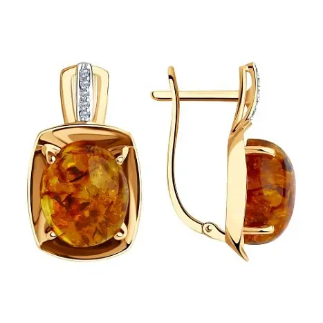 Серьги с английским замком из красного золота