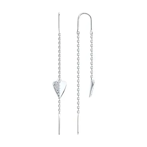 Серьги цепочки из серебра