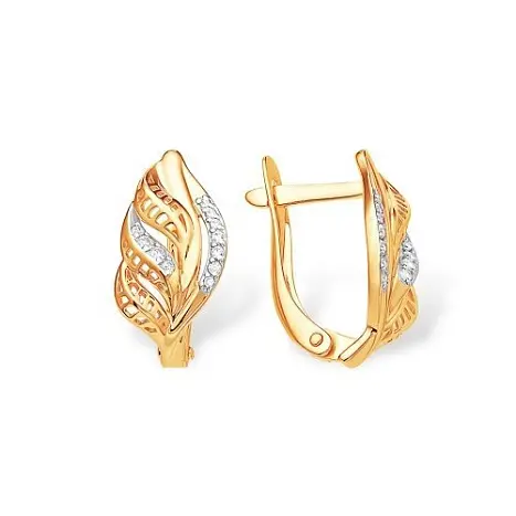 Серьги с английским замком из красного золота