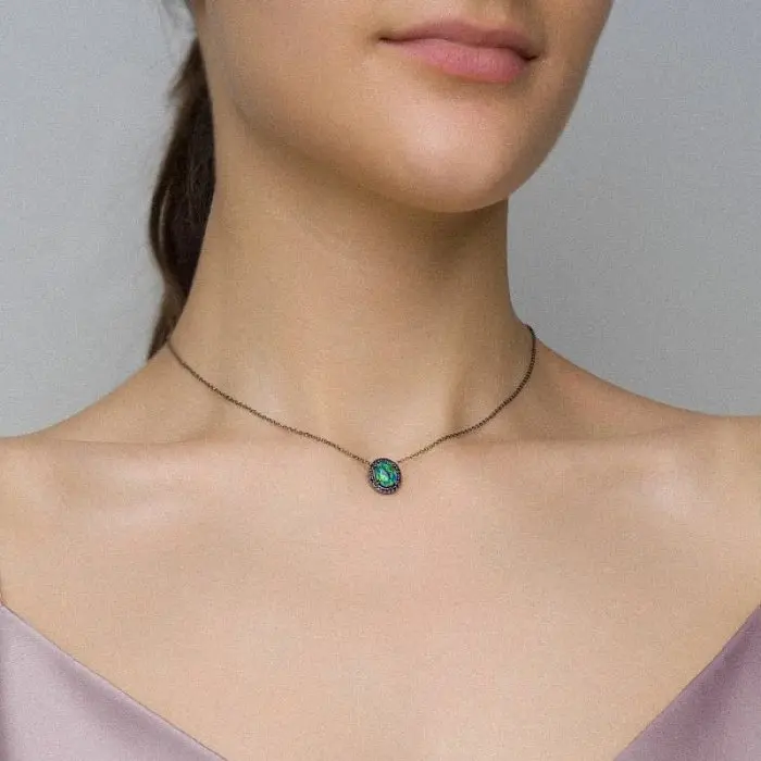 Цепь колье из серебра вид 1