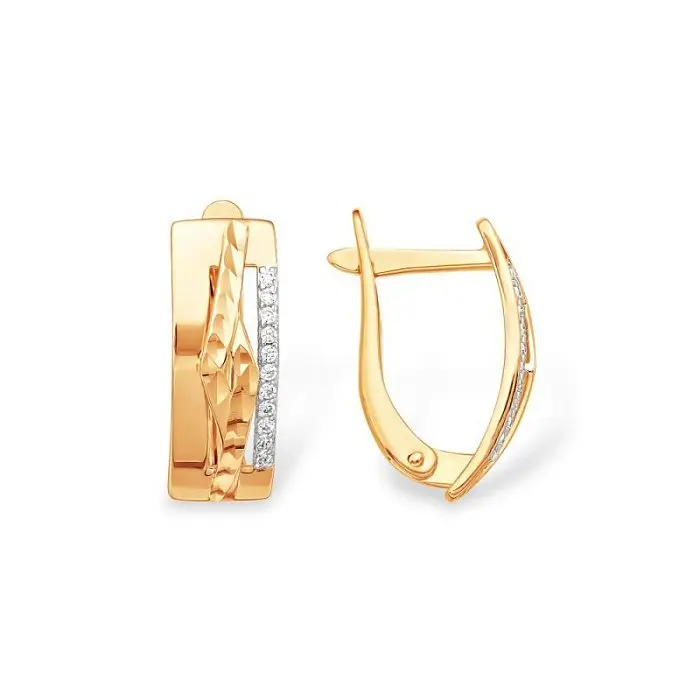 Серьги с английским замком из красного золота