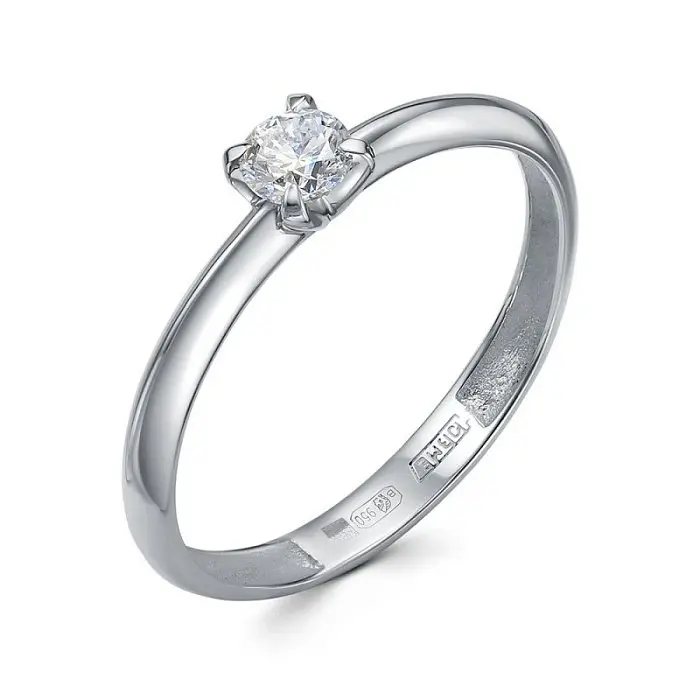 Кольцо помолвочное из белого золота