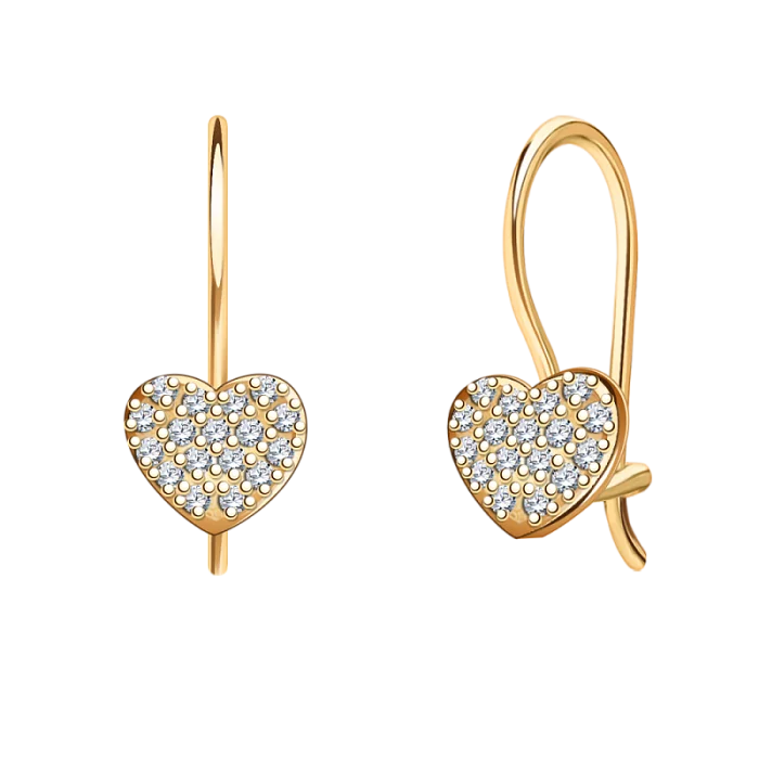 Серьги детские из красного золота