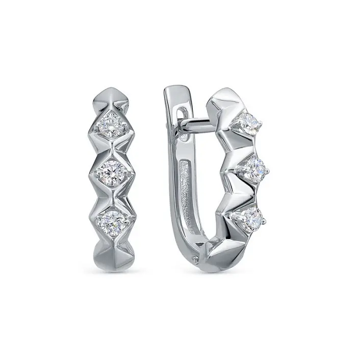 Серьги с английским замком из белого золота
