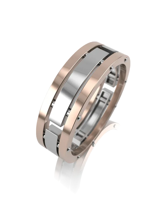 Кольцо обручальное из комбинированного золота вид 1