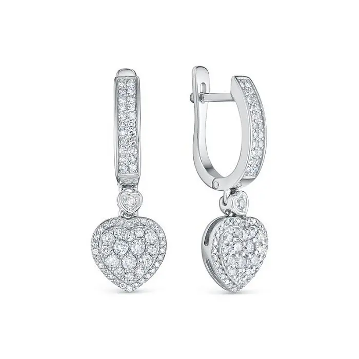 Серьги подвесные из белого золота