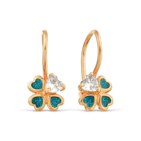 Серьги детские из красного золота