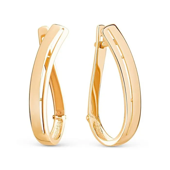 Серьги с английским замком из красного золота