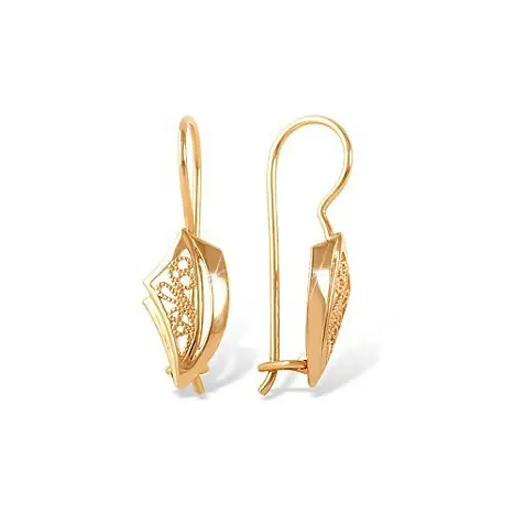 Серьги петельки из красного золота