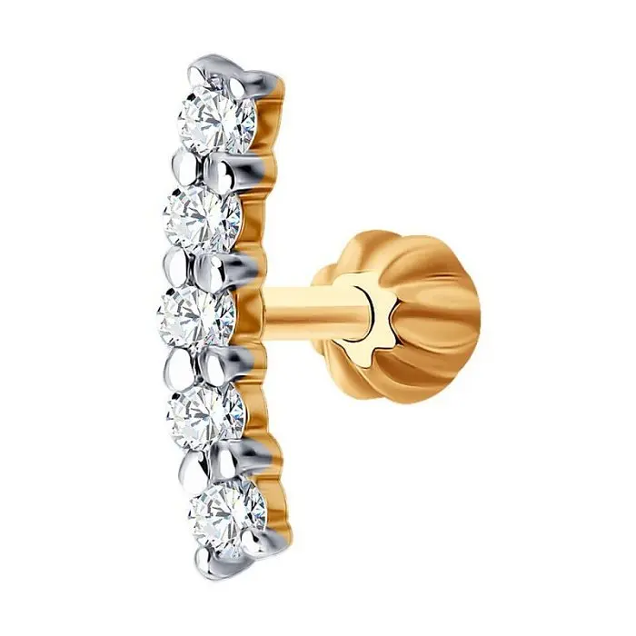 Серьги одиночные из красного золота