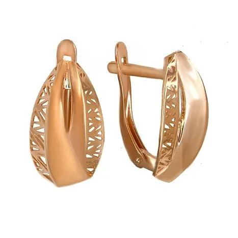 Серьги с английским замком из красного золота