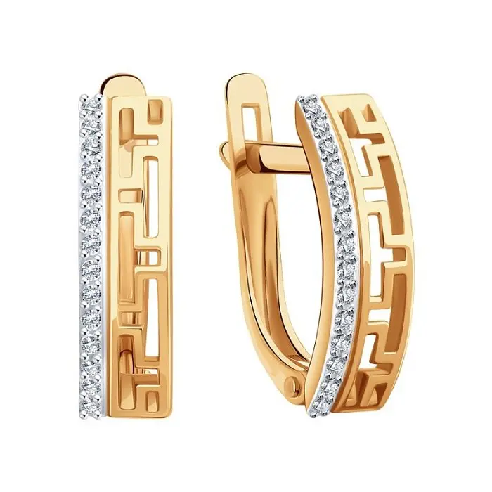 Серьги с английским замком из красного золота