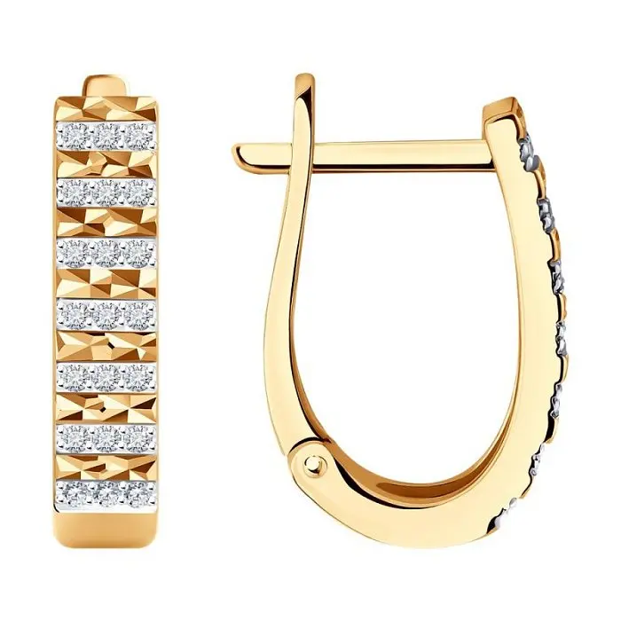 Серьги с английским замком из комбинированного золота