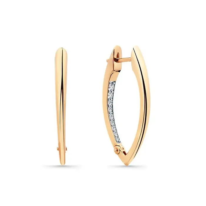 Серьги с английским замком из красного золота