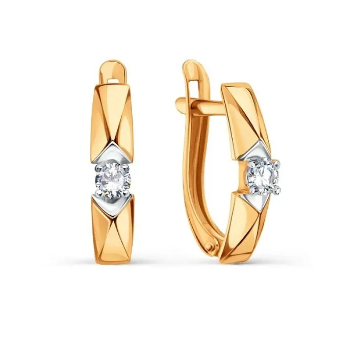 Серьги с английским замком из красного золота