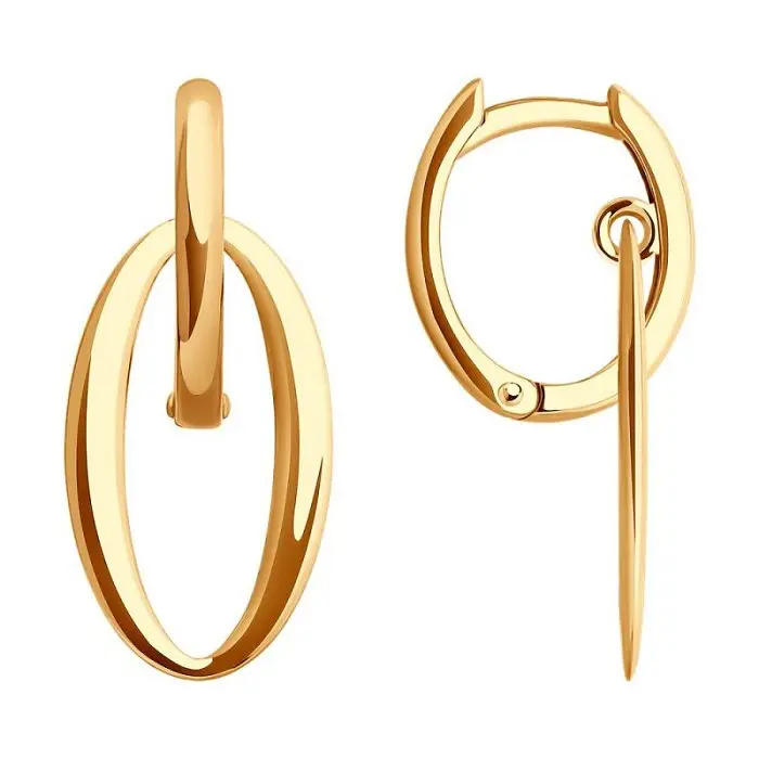 Серьги с английским замком из красного золота