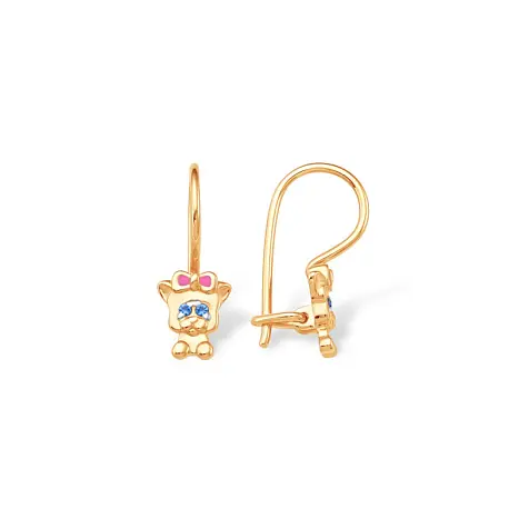 Серьги детские из красного золота