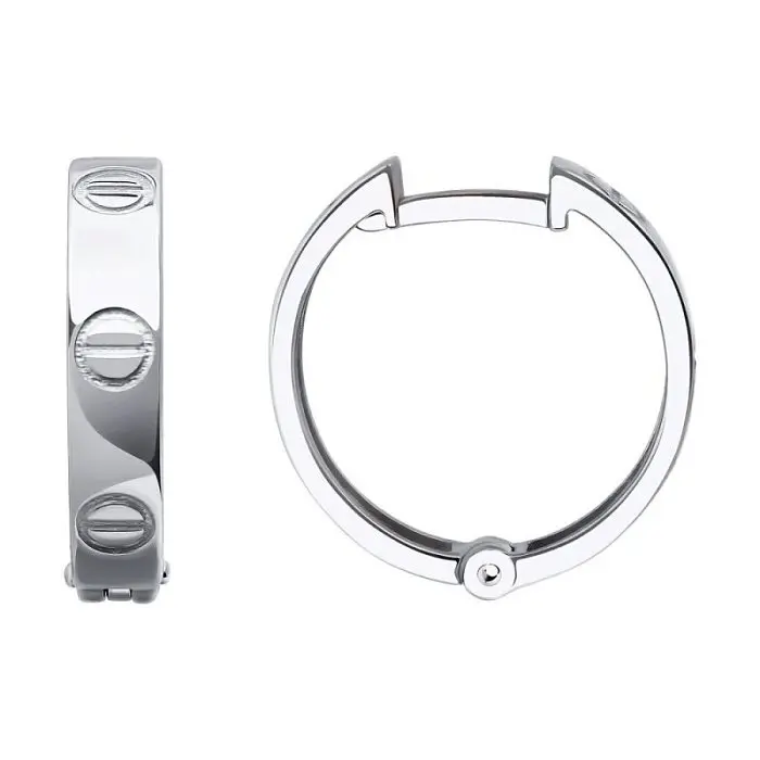 Серьги с английским замком из белого золота