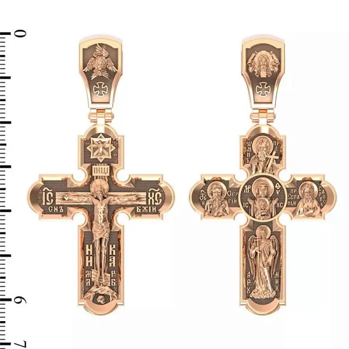 Подвеска крест из красного золота