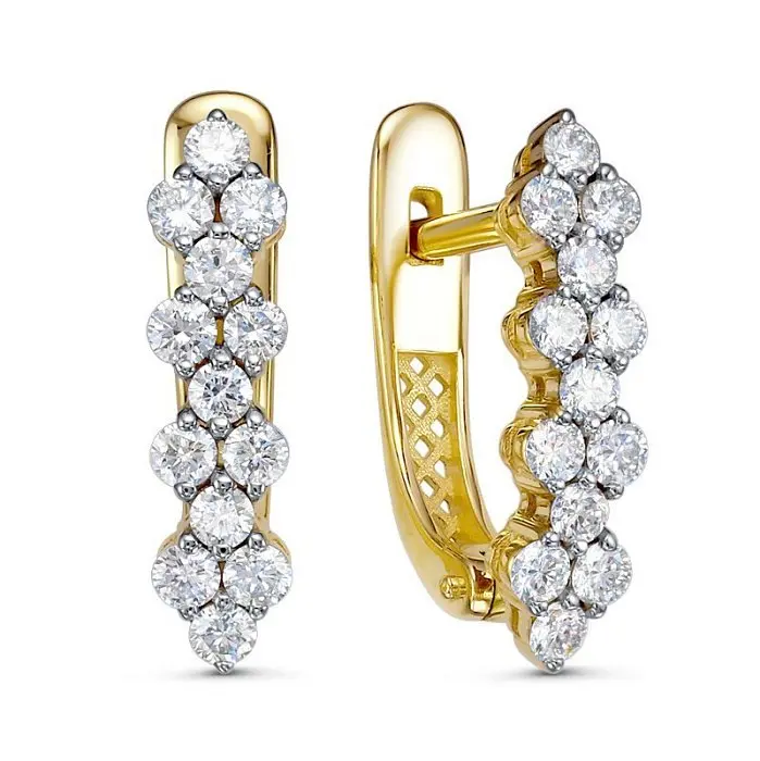 Серьги с английским замком из желтого золота