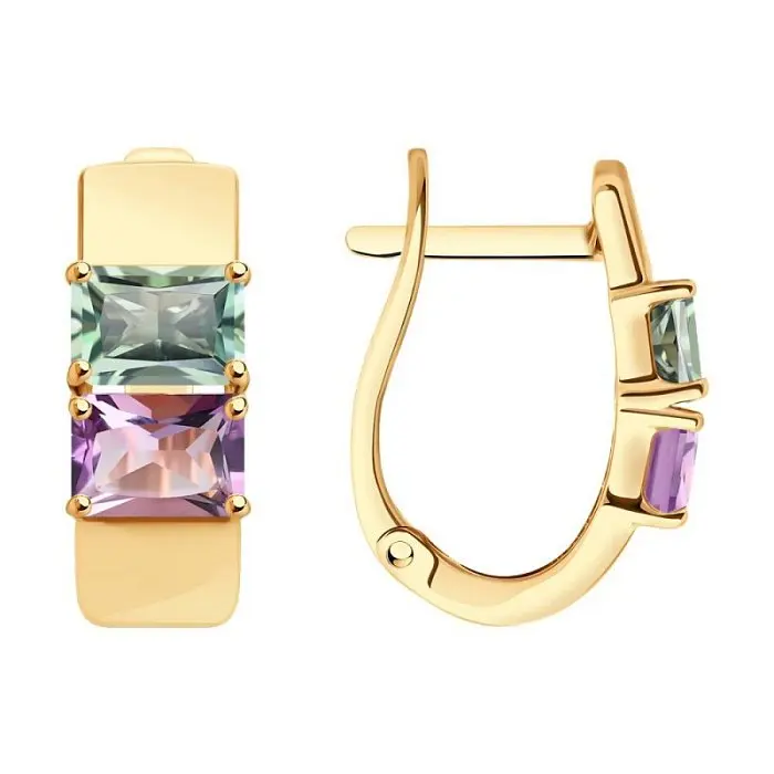 Серьги с английским замком из красного золота