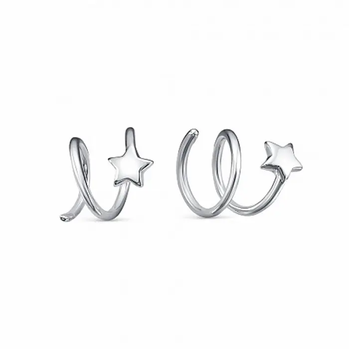 Серьги каффы из серебра