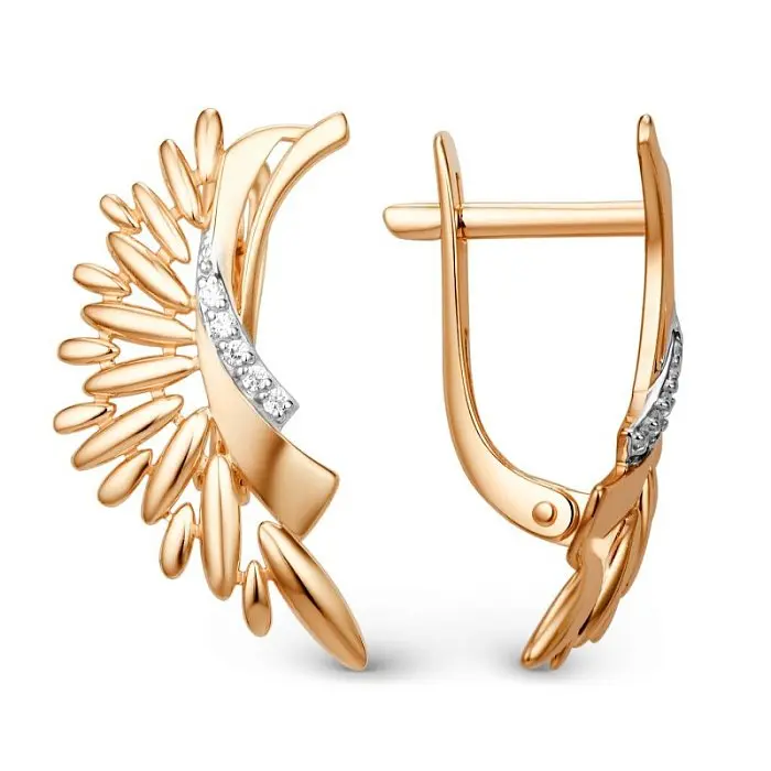 Серьги с английским замком из красного золота