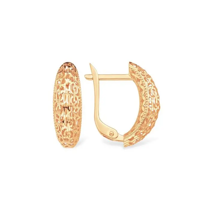 Серьги с английским замком из красного золота