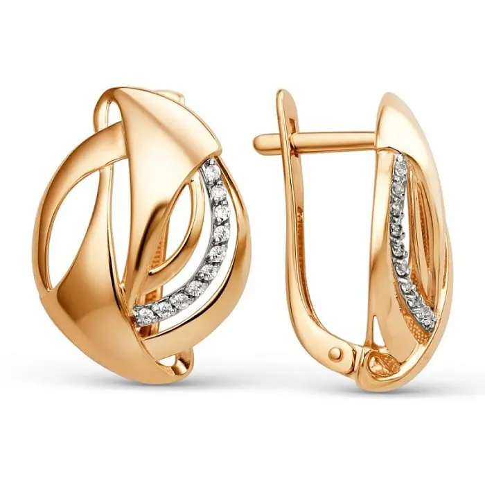 Серьги с английским замком из красного золота