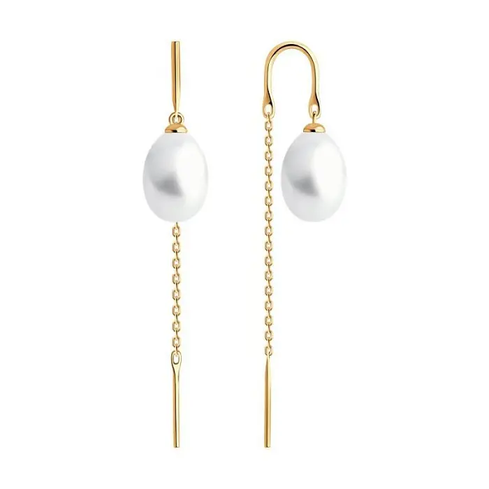 Серьги цепочки из красного золота