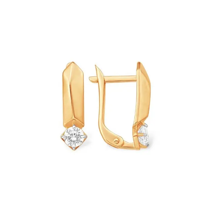 Серьги с английским замком из красного золота