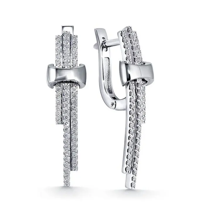 Серьги с английским замком из белого золота