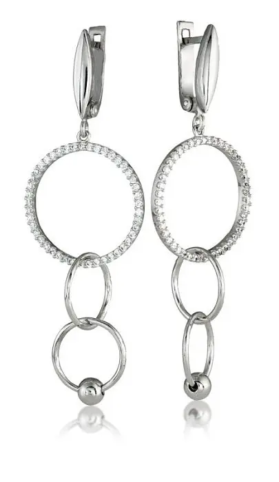 Серьги подвесные из серебра