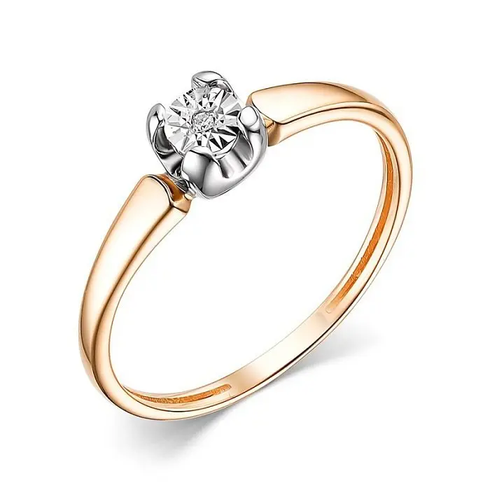 Кольцо помолвочное из комбинированного золота вид 1