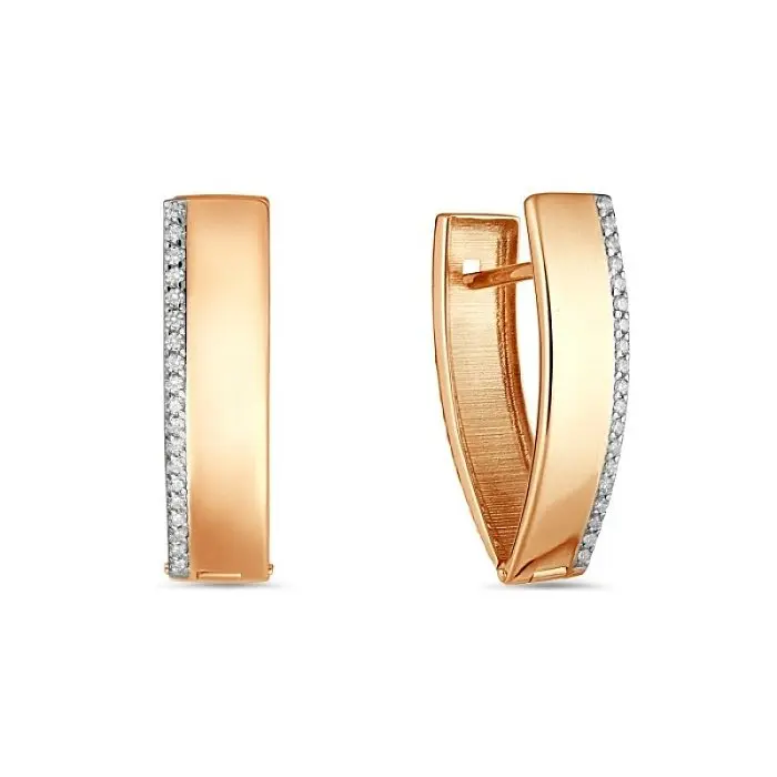 Серьги с английским замком из красного золота