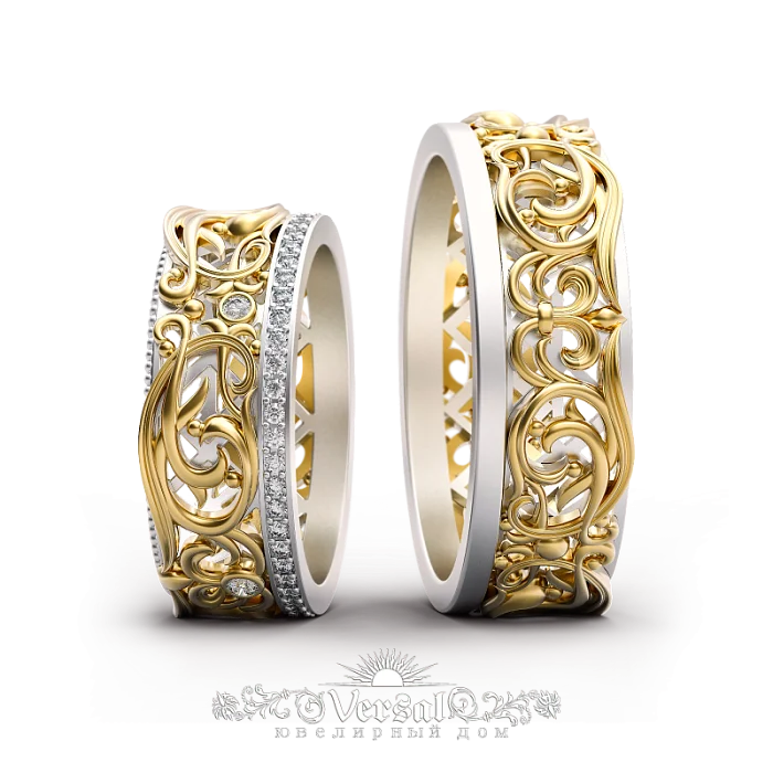 Кольцо обручальное из комбинированного золота без вставок