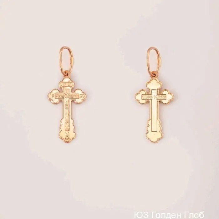 Подвеска крест из красного золота
