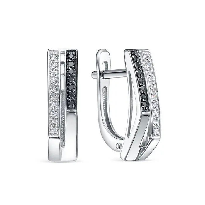 Серьги с английским замком из белого золота