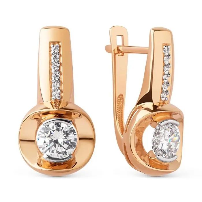 Серьги с английским замком из красного золота