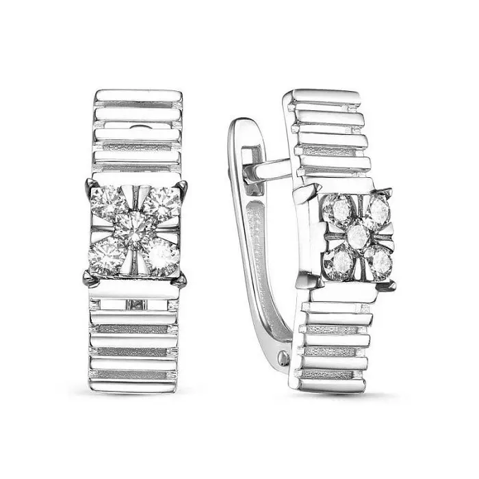 Серьги с английским замком из белого золота